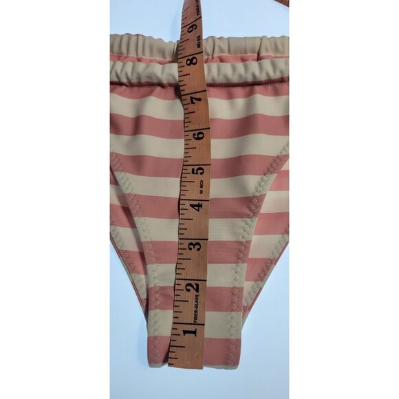 SAME LOS ANGELES 2 PC BIKINY WOMENS The Lady Bra And Rucched Bottom Stripped L - Picture 8 of 15